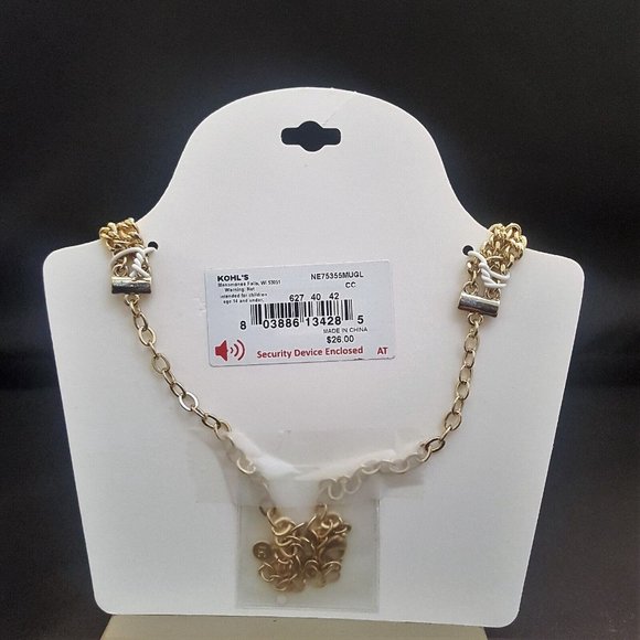 LC LAUREN CONRAD GOLD PLATED PINK , CLEAR LEAF STATEMENT NECKLACE NWT - Picture 2 of 3